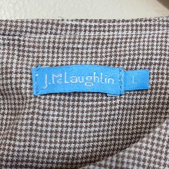 J McLaughlin 100% Linen Women Shirt Large Brown Boxy Boho Artsy Lagenlook Resort - Picture 6 of 8